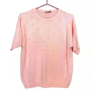 Vintage Tradition pale pink short sleeve sweater w  scallops